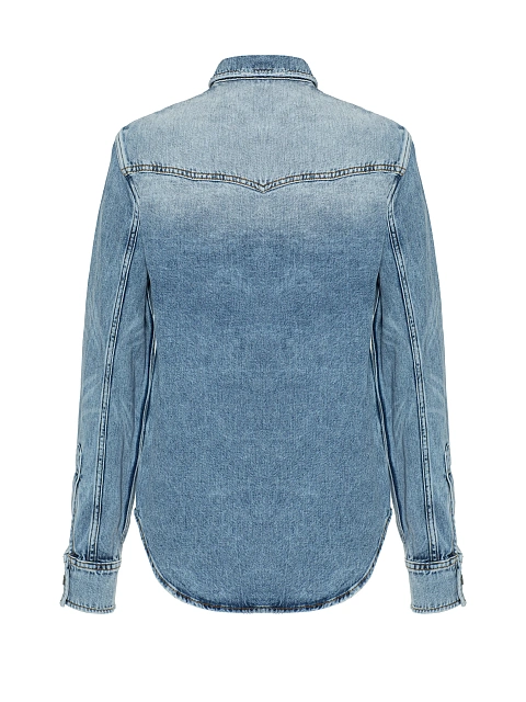 Голубая рубашка из денима с потертостями, 2 Голубая рубашка из денима с потертостями, 2