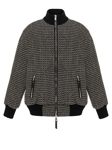 Черный бомбер из шерсти в клетку, 1