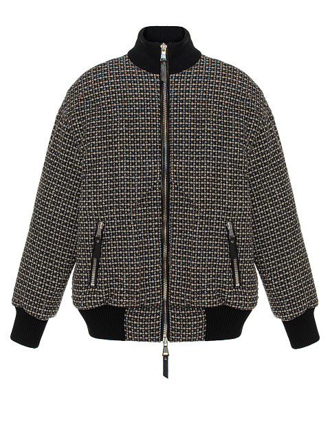 Черный бомбер из шерсти в клетку, 1