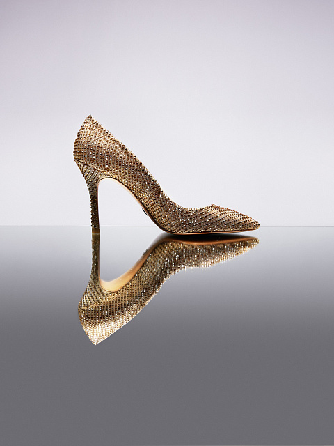 Бежевые лодочки в золотистых стразах, 5 Бежевые лодочки в золотистых стразах, 5