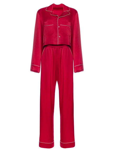 Красная пижама с укороченной рубашкой и вышивкой, 1
