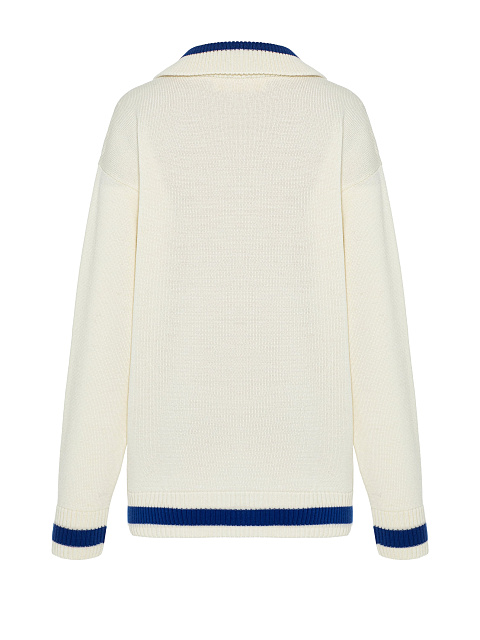 Белый вязаный пуловер со снежинкой, 2