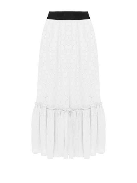 Белая юбка-миди из хлопкового кружева, 1