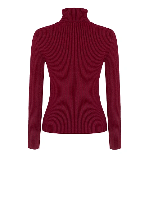 Темно-бордовая трикотажная водолазка в рубчик, 2 Темно-бордовая трикотажная водолазка в рубчик, 2