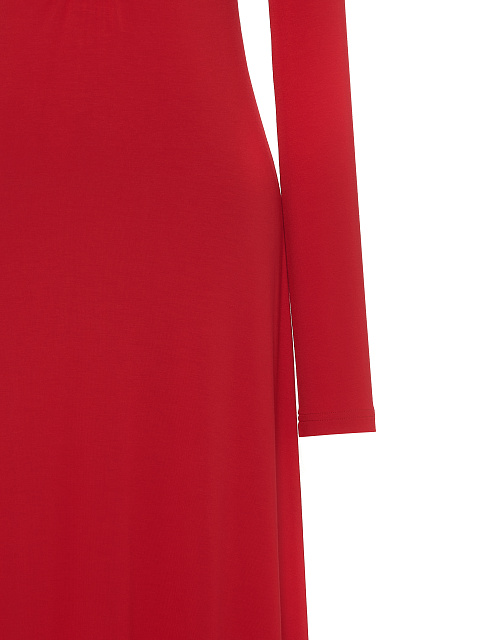 Красное трикотажное платье-макси с фигурным вырезом, 4