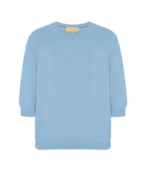 Голубой джемпер из ангоры с короткими рукавами, 1