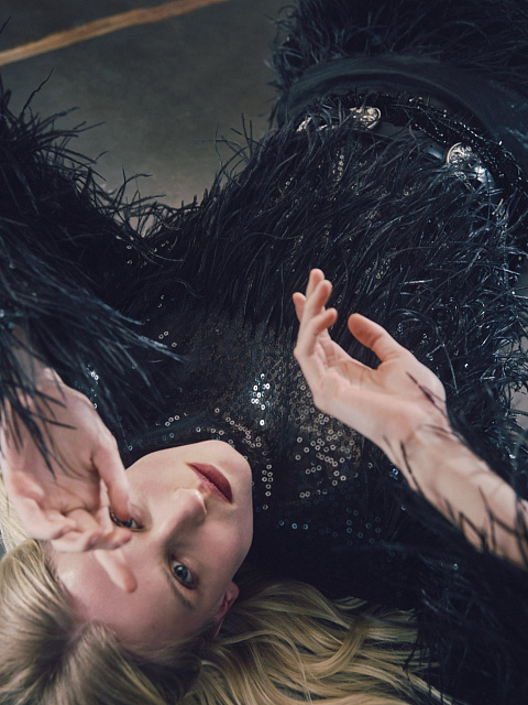 Платье-макси с перьями страуса, 3