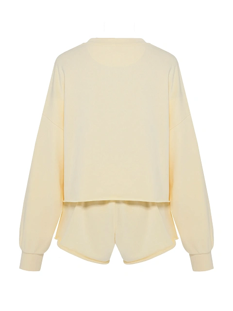 Светло-желтый костюм из футера с шортами, 2