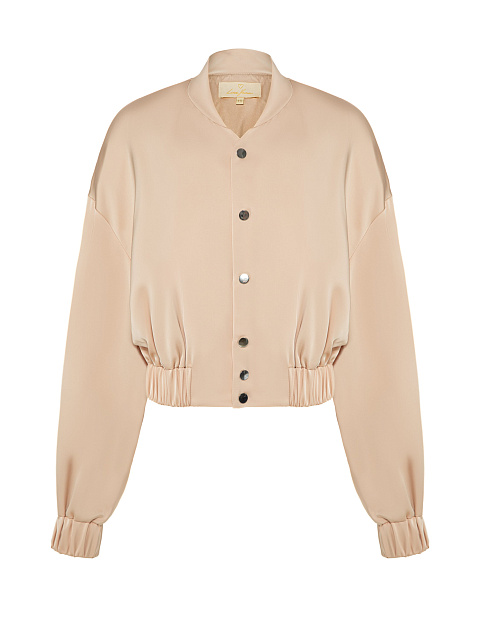 Бежевый атласный бомбер, 1