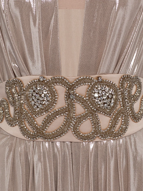 Бежевый костюм из трикотажа с металлическим блеском, 5 Бежевый костюм из трикотажа с металлическим блеском, 5