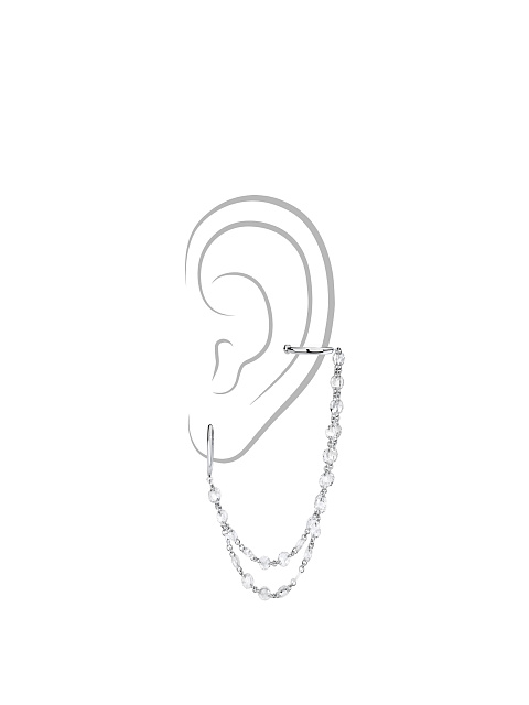 Серьги с каффом из белого золота и бриллиантов, 1 Серьги с каффом из белого золота и бриллиантов, 1