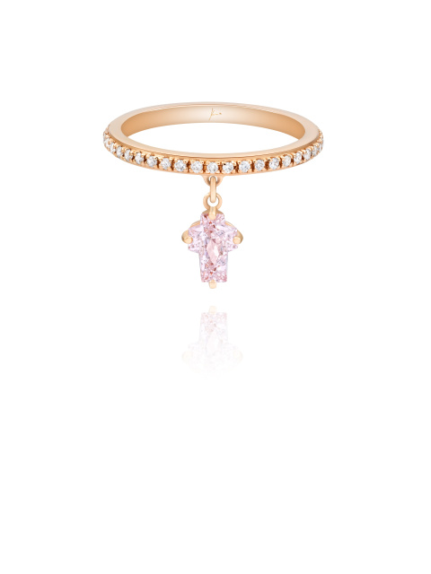 Кольцо из розового золота с бриллиантами и с подвеской-крестом с сапфиром, 1