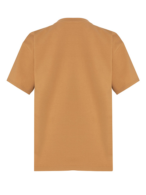 Горчичная футболка из хлопкового трикотажа с вышивкой, 2