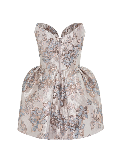 Пудровое платье-мини из парчи с золотистым узором, 3 Пудровое платье-мини из парчи с золотистым узором, 3