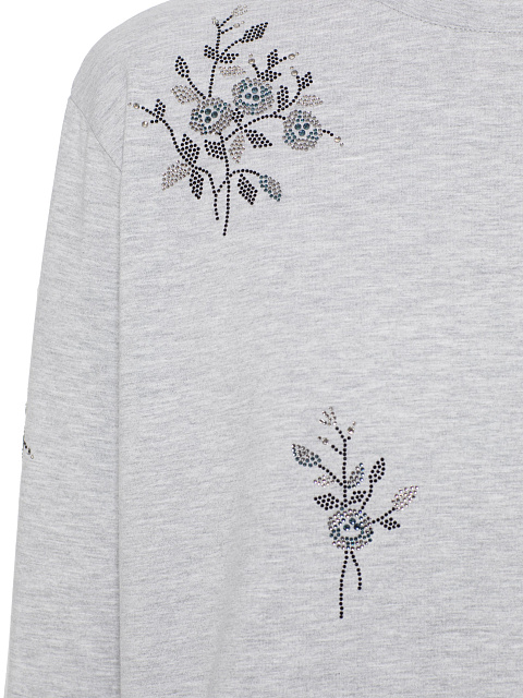 Серый хлопковый лонгслив со стразами, 3