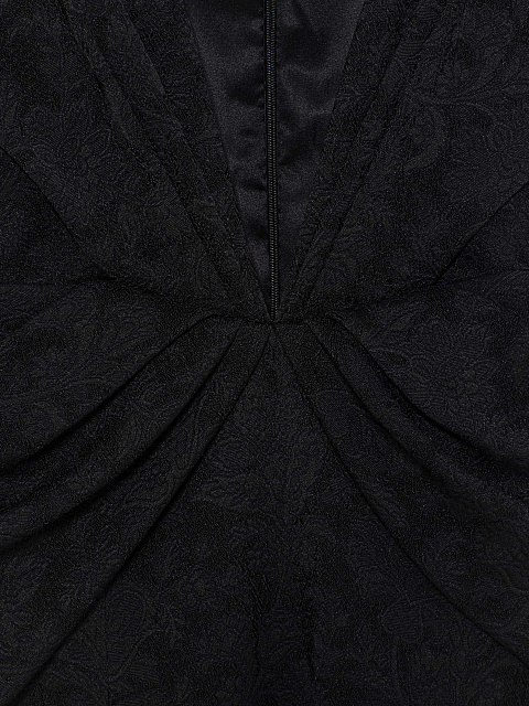 Черное платье-макси из жаккарда с перьями, 9