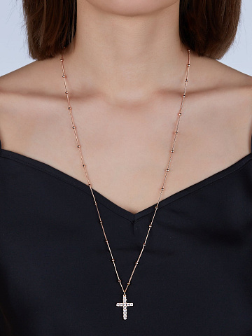 Колье с кулоном из розового серебра и фианитов, 2