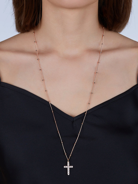 Колье с кулоном из розового серебра и фианитов, 2