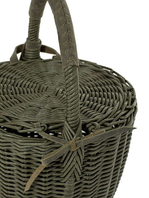 Сумка-корзина цвета хаки с декором из кожи, 6