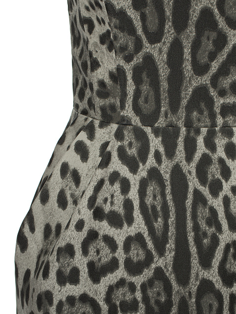 Серое шелковое платье-мини с леопардовым принтом, 3