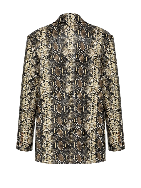 Бежевый жакет из эко-кожи со змеиным принтом, 3