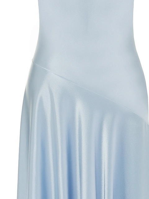 Голубое платье-миди из шелка с асимметричной юбкой, 3 Голубое платье-миди из шелка с асимметричной юбкой, 3