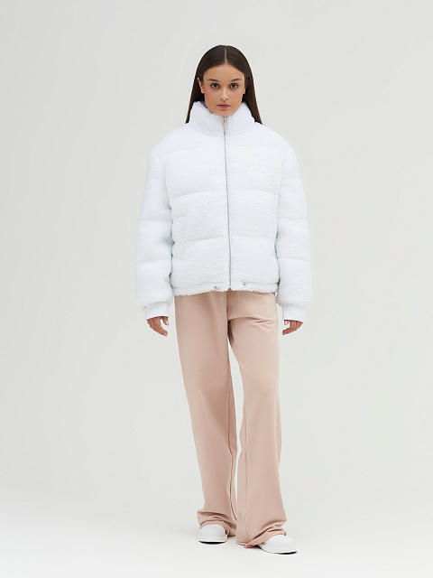 Белый пуховик из эко-меха, 5