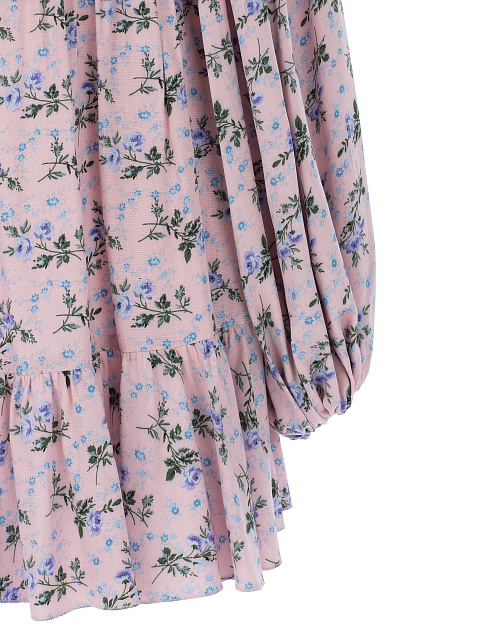 Короткое платье из розовой вискозы с цветочным принтом, 3