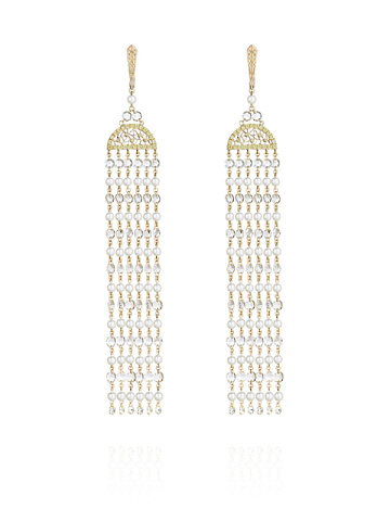 Серьги из золота с желтыми бриллиантами и желтым жемчугом, 1 Серьги из золота с желтыми бриллиантами и желтым жемчугом, 1