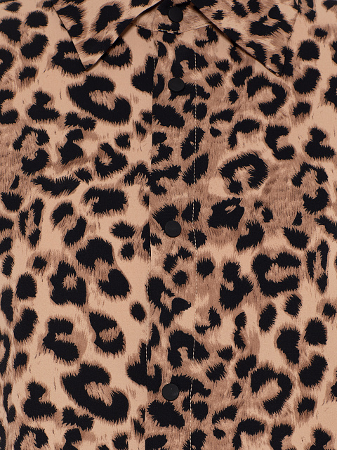 Коричневый костюм из рубашки и брюк с леопардовым принтом, 5 Коричневый костюм из рубашки и брюк с леопардовым принтом, 5