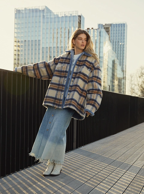 Голубая юбка-миди из денима, 5