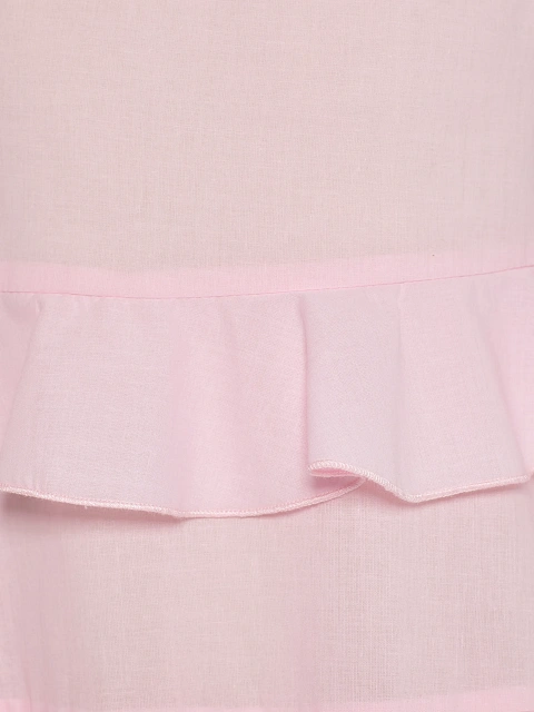 Розовый детский сарафан из хлопка с воланами, 3