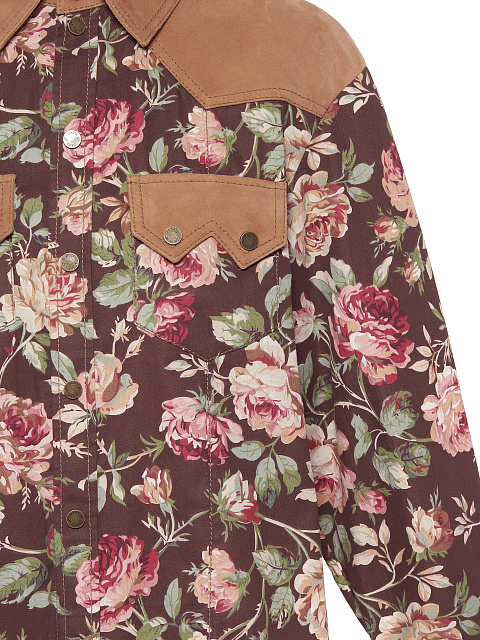 Коричневая рубашка с флористическим принтом, 3