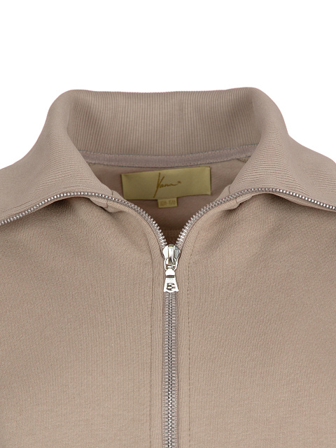 Пудрово-бежевый трикотажный костюм с вышивкой YD, 4