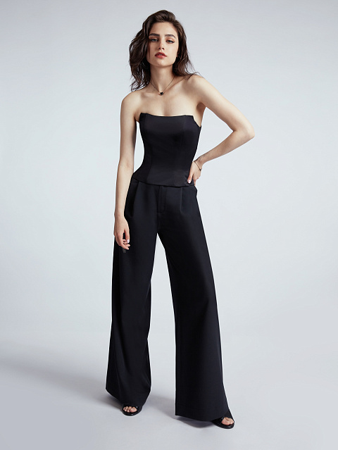 Черные брюки-палаццо с защипами, 8