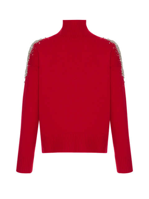 Красный кашемировый свитер с кристаллами, 1