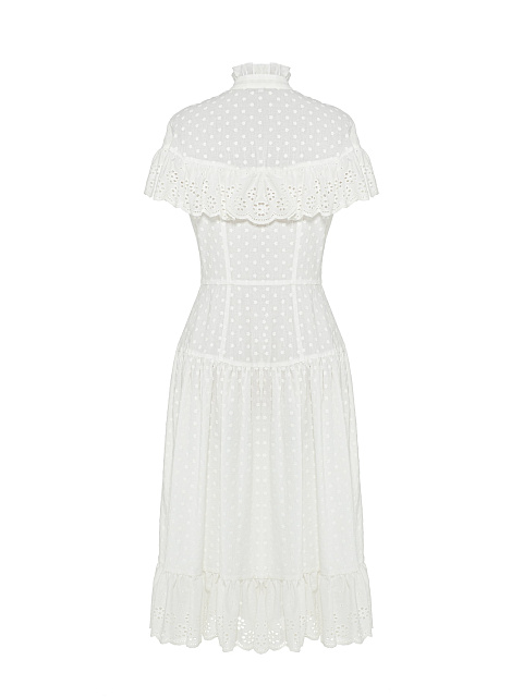 Белое хлопковое платье-миди, 2