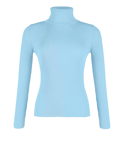 Голубая трикотажная водолазка в рубчик, 1 Голубая трикотажная водолазка в рубчик, 1