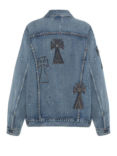 Джинсовая куртка с вышивкой крестами, 2