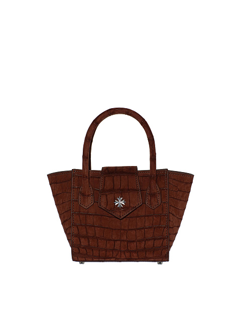 Коричневая сумка из кожи крокодила с серебром, 1