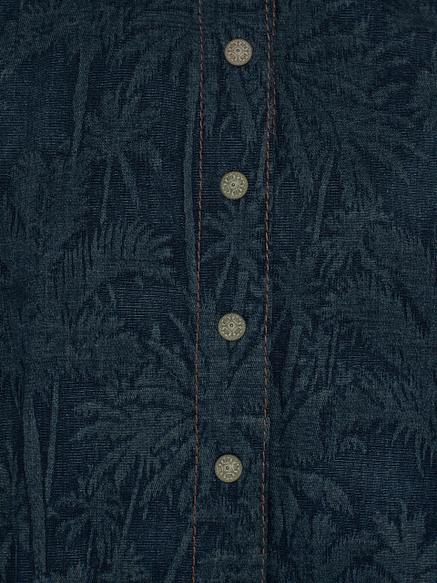 Синяя укороченная рубашка с завязками из жаккарда, 4