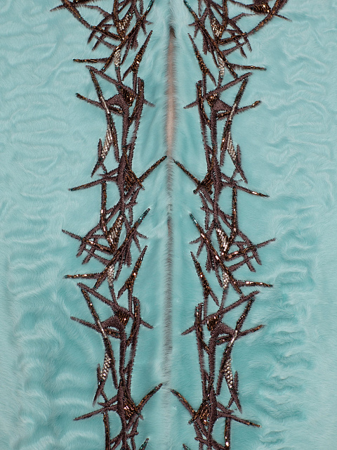 Бирюзовый жилет из меха свакара, 3