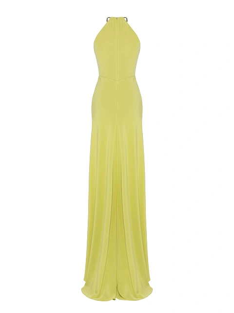 Салатовое платье-макси из шелка со стразами, 2 Салатовое платье-макси из шелка со стразами, 2