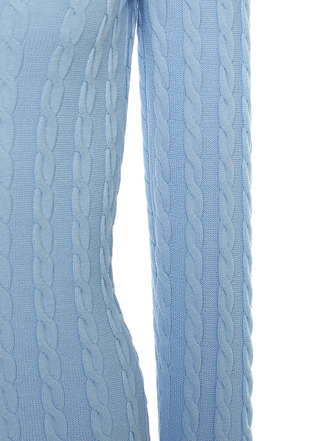 Голубое вязаное платье-мини с открытой спиной, 3