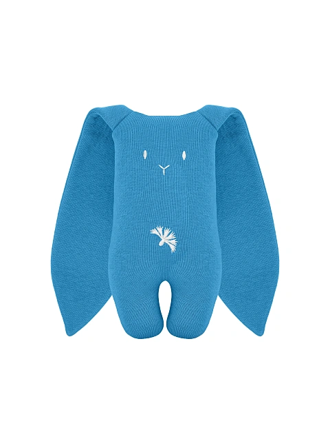 Игрушка "Заяц" ярко-голубая с вышивкой, 1