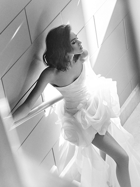 Белое платье-макси из органзы, 5