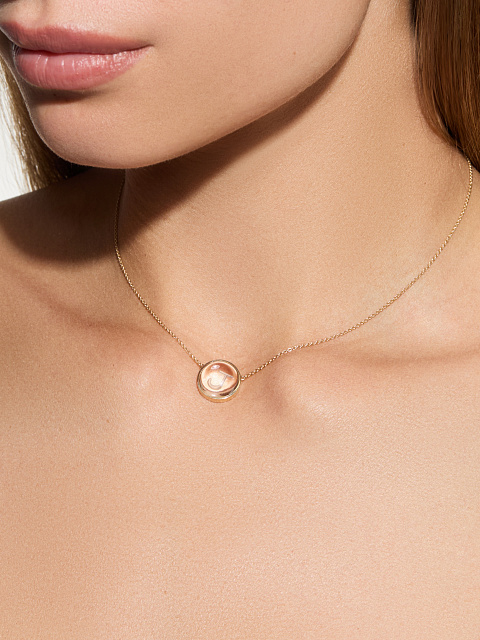 Колье с кулоном с буквой J из желтого золота с горным хрусталем, 3