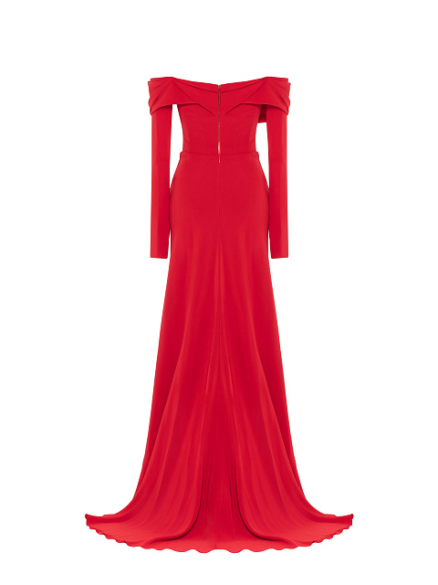 Красное платье-макси из шелка, 2