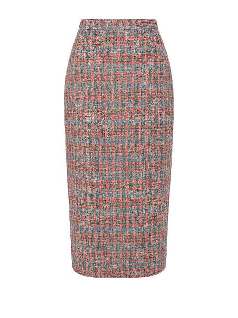 Красно-серая юбка-миди из твида, 1