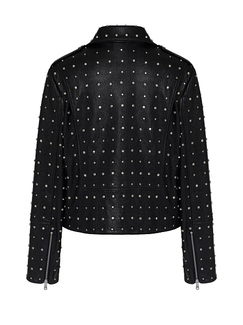 Черная кожаная косуха со стразами, 2